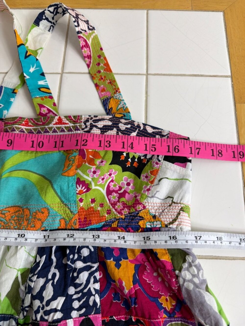 J.Crew Patchwork Babydoll Tank Top Y2K Boho Cottagecore Multicolor Size 10 - Picture 9 of 11